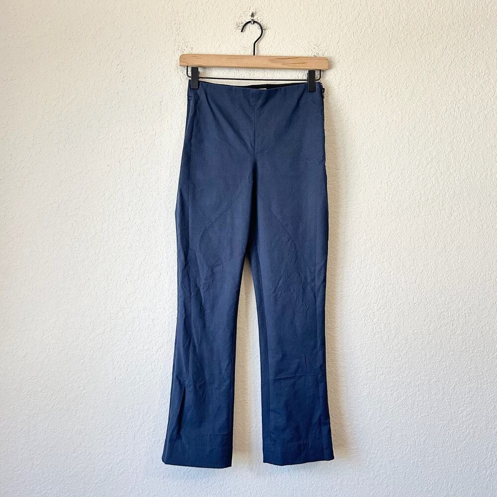 EVERLANE Kick Flare Pants Navy Blue Mid Rise Cropped Preppy Office